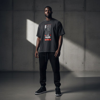 The Fearless Tee: "Faith Over Fear" Isaiah 41:10 Vintage Washed Oversized T-Shirt