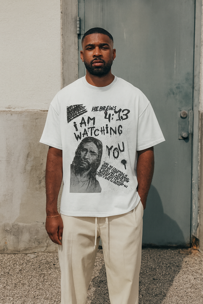 “I Am Watching You” – Hebrews 4:13 Heavyweight Drop Shoulder Tee