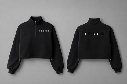 J.E.S.U.S. Women’s Premium Heavyweight Mock-Neck Quarter-Zip Sweatshirt