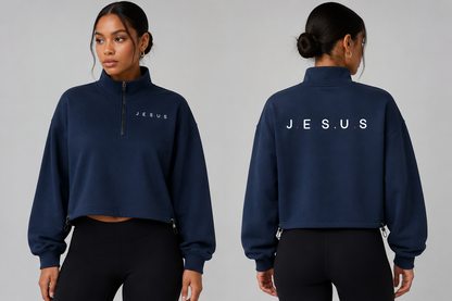 J.E.S.U.S. Women’s Premium Heavyweight Mock-Neck Quarter-Zip Sweatshirt