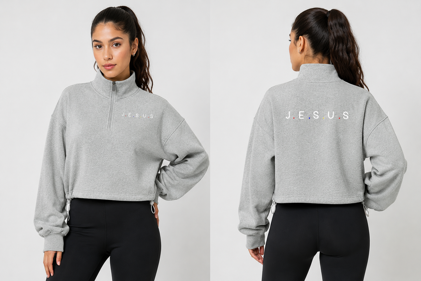 J.E.S.U.S. Women’s Premium Heavyweight Mock-Neck Quarter-Zip Sweatshirt