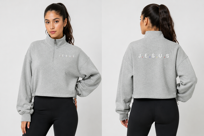 J.E.S.U.S. Women’s Premium Heavyweight Mock-Neck Quarter-Zip Sweatshirt