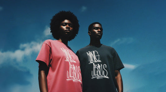 “King Jesus” Sun Fade Raw Edge Tee – Heaven’s Garden Edition