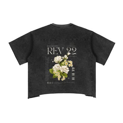 Heavens Garden Unisex “Eden Restored” Revelation 22 Raw Edge Snow Washed Boxy T-Shirt
