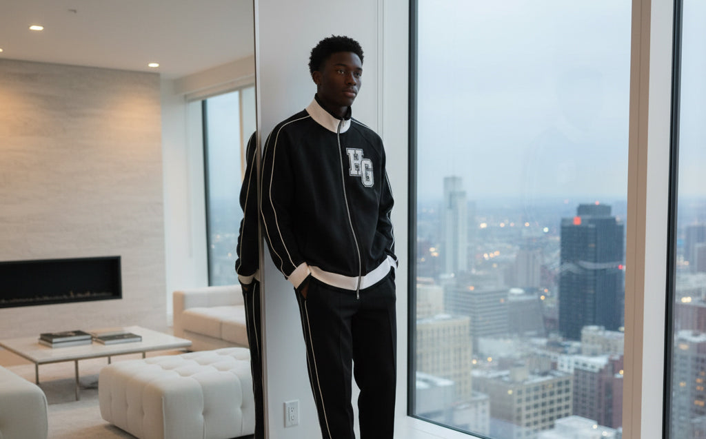 Color Block Raglan Sleeve Zip Track Jacket (Black)