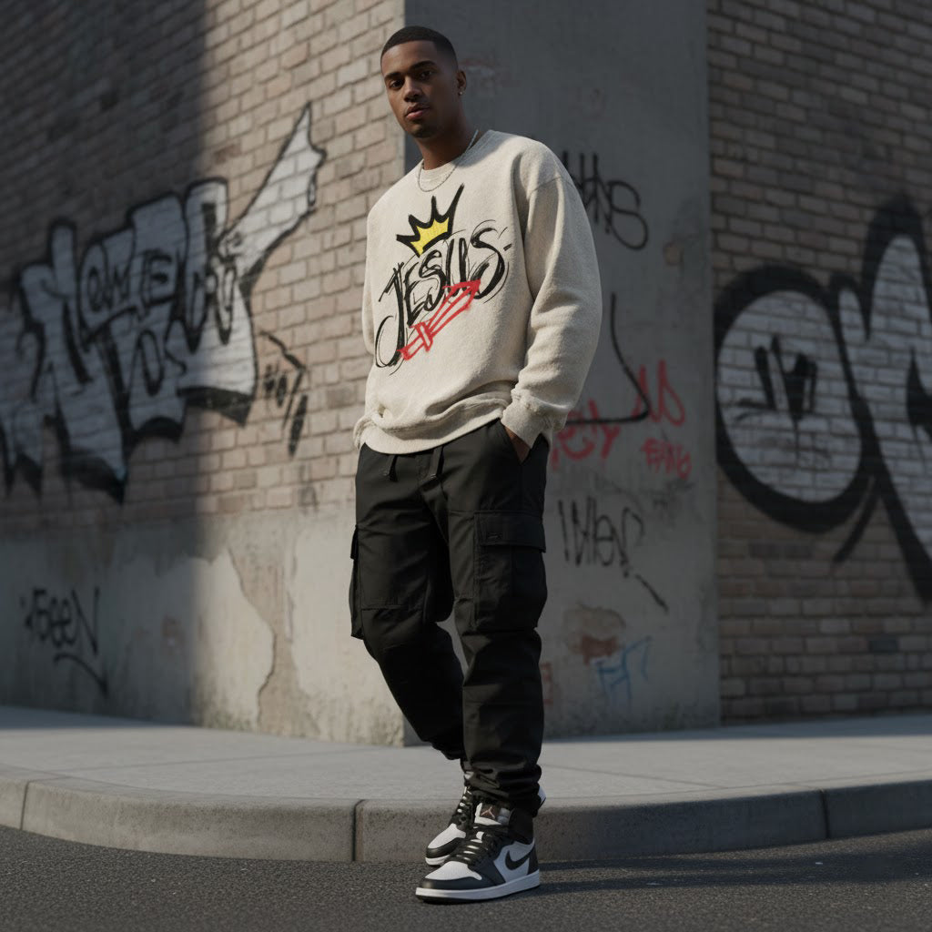 Crowned Savior Snow Washed Oversized Sweatshirt