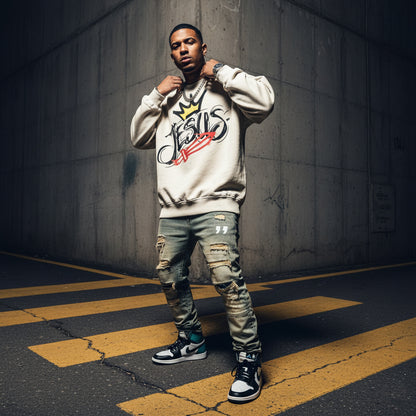 Crowned Savior Snow Washed Oversized Sweatshirt