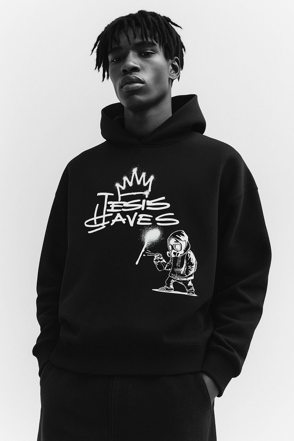 “Jesus Saves” Graffiti Crown Box Hoodie – Heaven’s Garden Men’s Collection