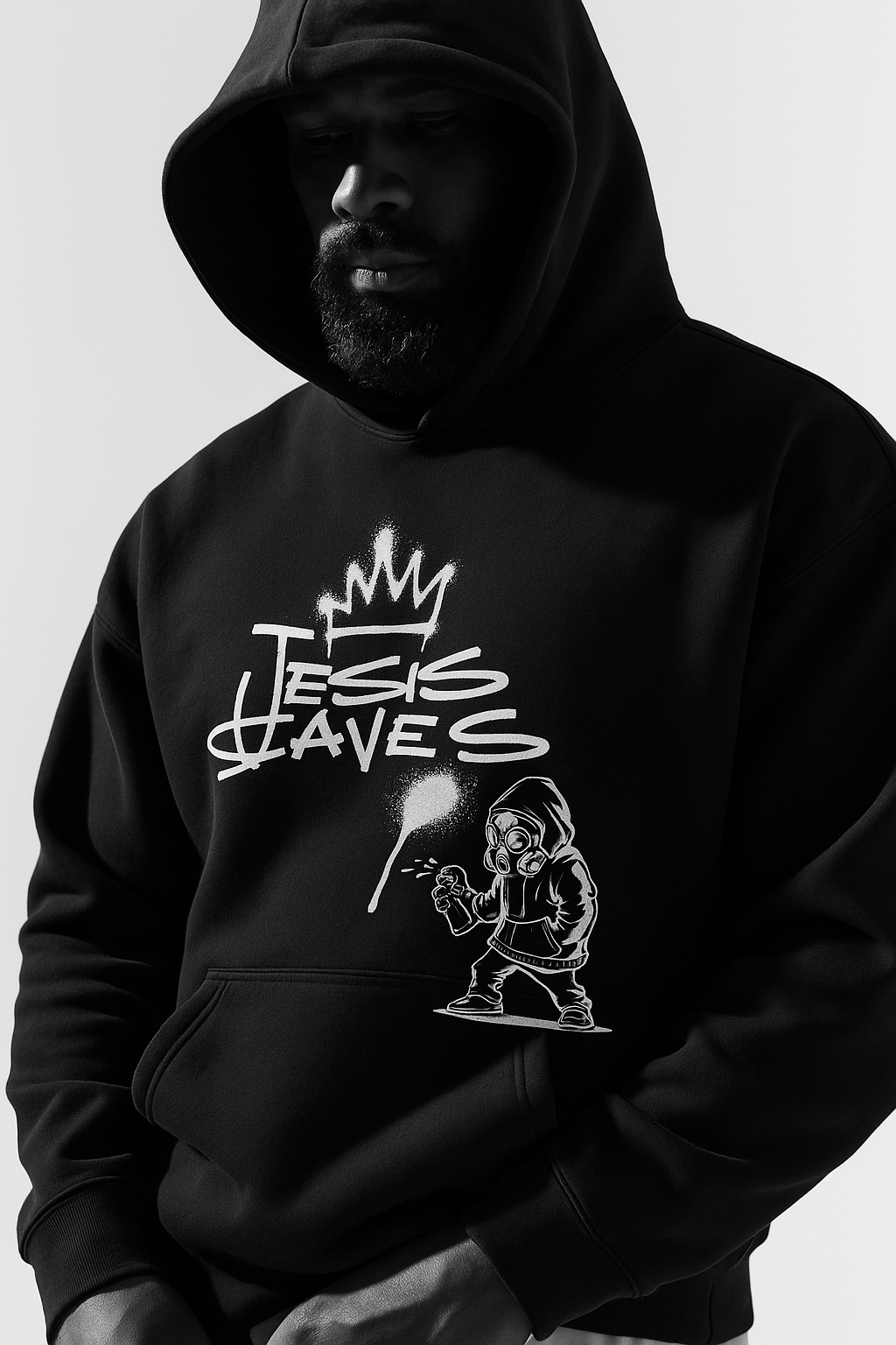“Jesus Saves” Graffiti Crown Box Hoodie – Heaven’s Garden Men’s Collection