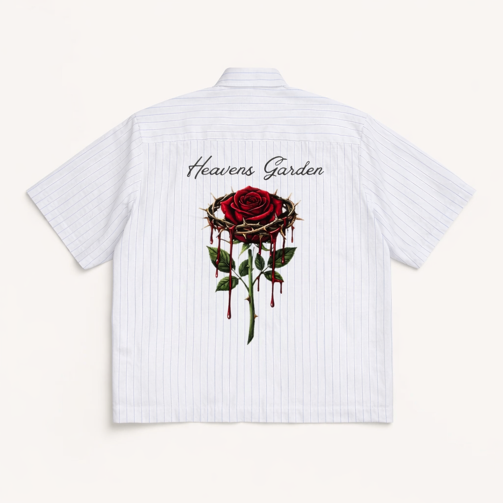 Heaven’s Garden Striped Boxy Button-Up Shirt