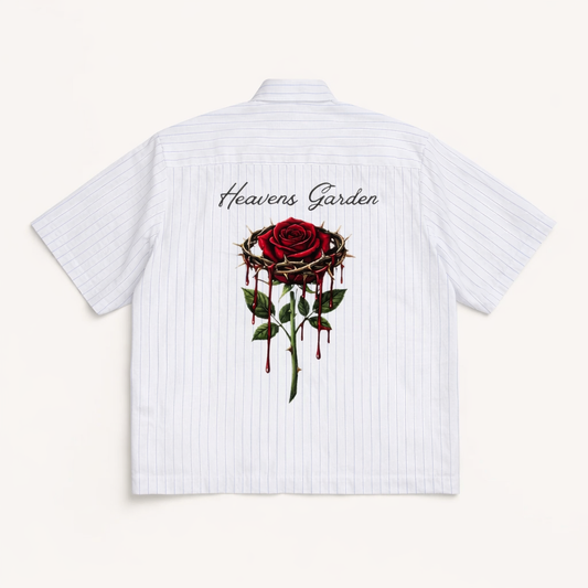 Heaven’s Garden Striped Boxy Button-Up Shirt