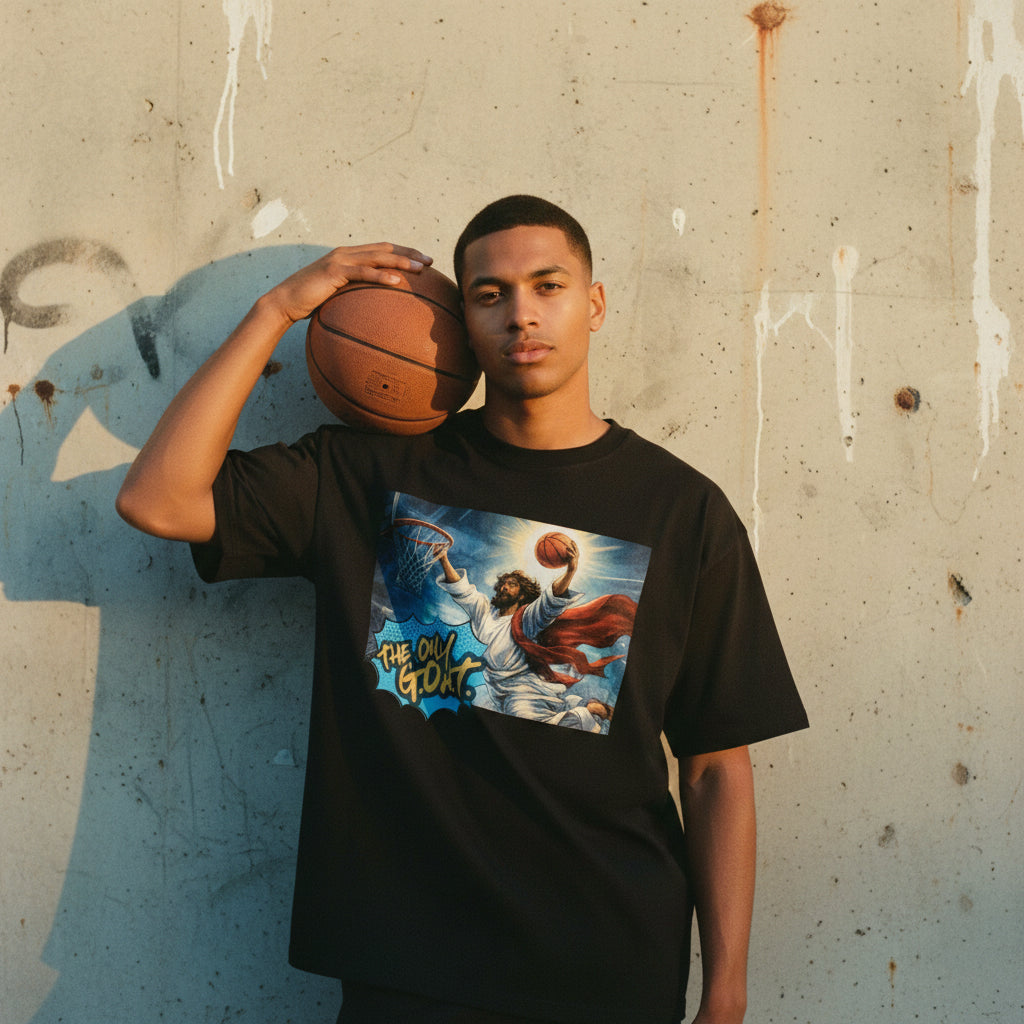 THE ONLY G.O.A.T. / JUST PRAY – Unisex Oversized Cotton T-Shirt