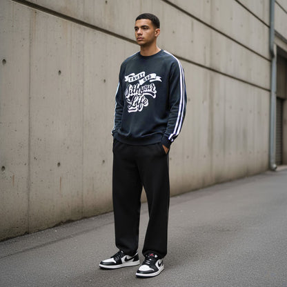 “Trust God with you Life" Snow-Washed Contrast Tape Sweatshirt