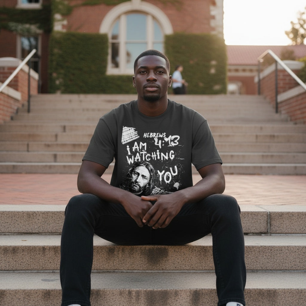 “I Am Watching You” – Hebrews 4:13 Heavyweight Drop Shoulder Tee