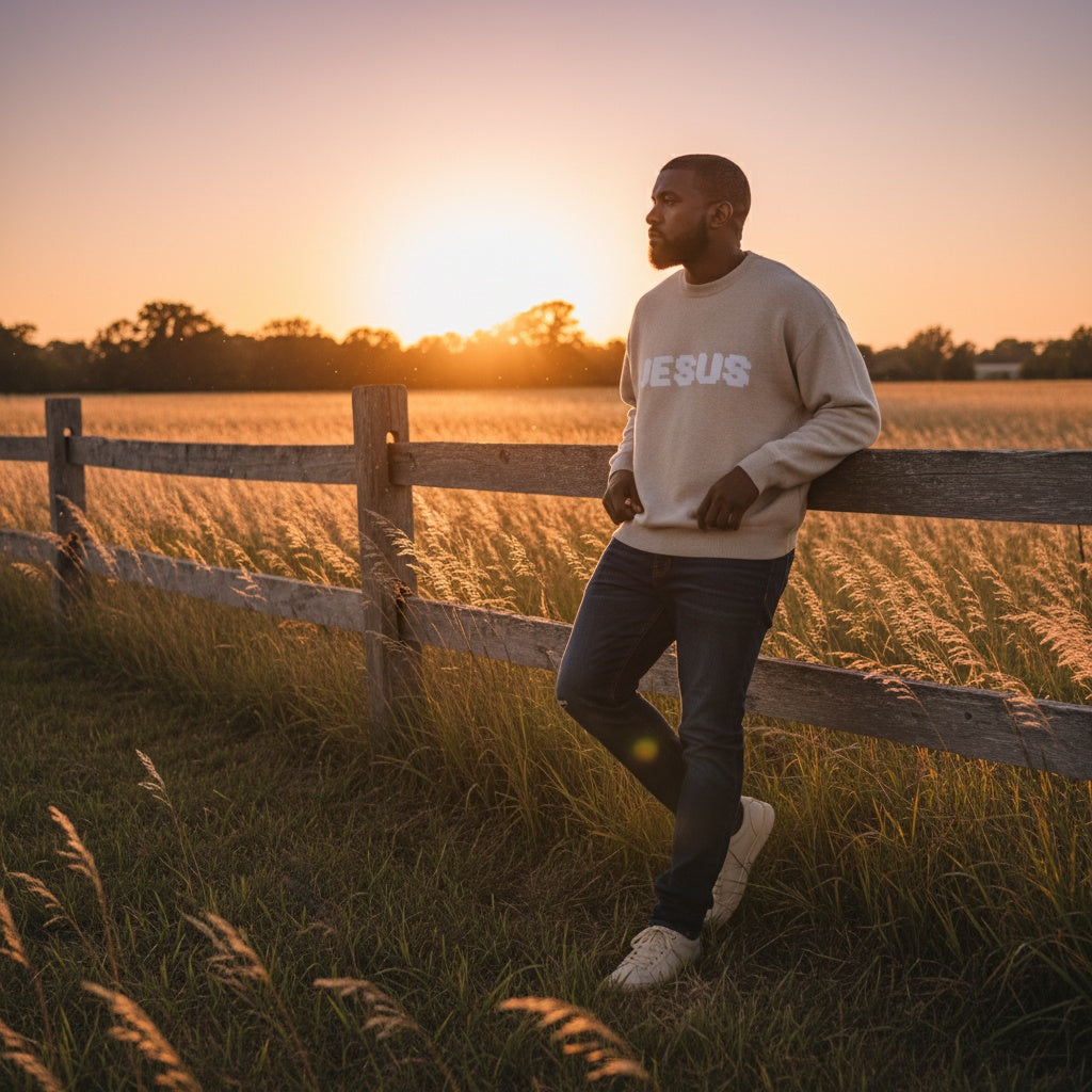 Heaven’s Garden “JESUS” Relaxed Fit Knitted Crew Sweater