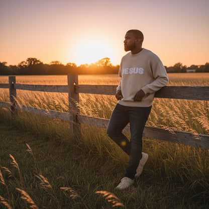 Heaven’s Garden “JESUS” Relaxed Fit Knitted Crew Sweater