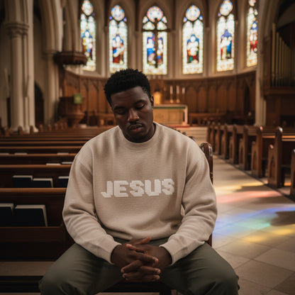 Heaven’s Garden “JESUS” Relaxed Fit Knitted Crew Sweater