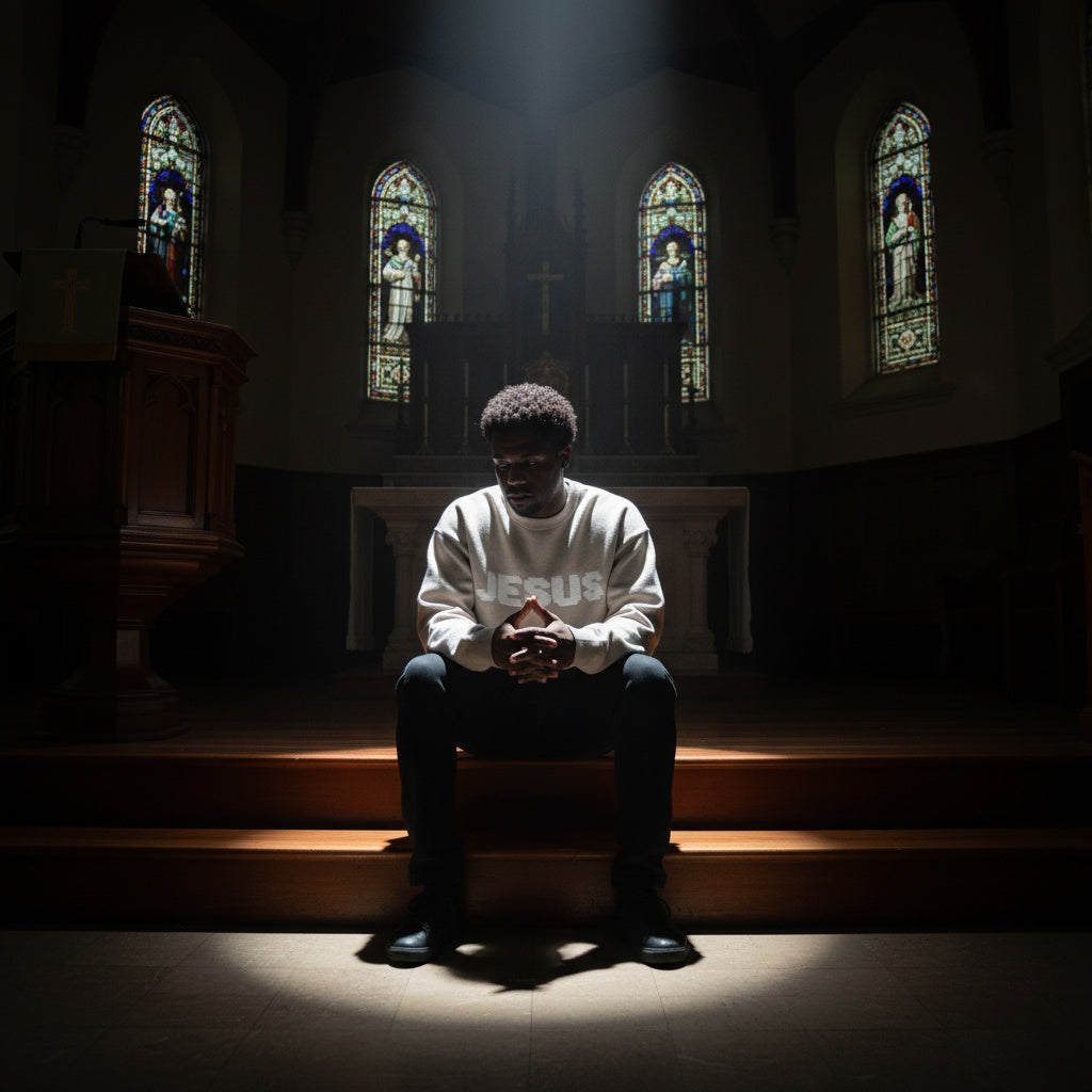 Heaven’s Garden “JESUS” Relaxed Fit Knitted Crew Sweater