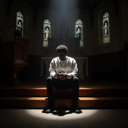 Heaven’s Garden “JESUS” Relaxed Fit Knitted Crew Sweater