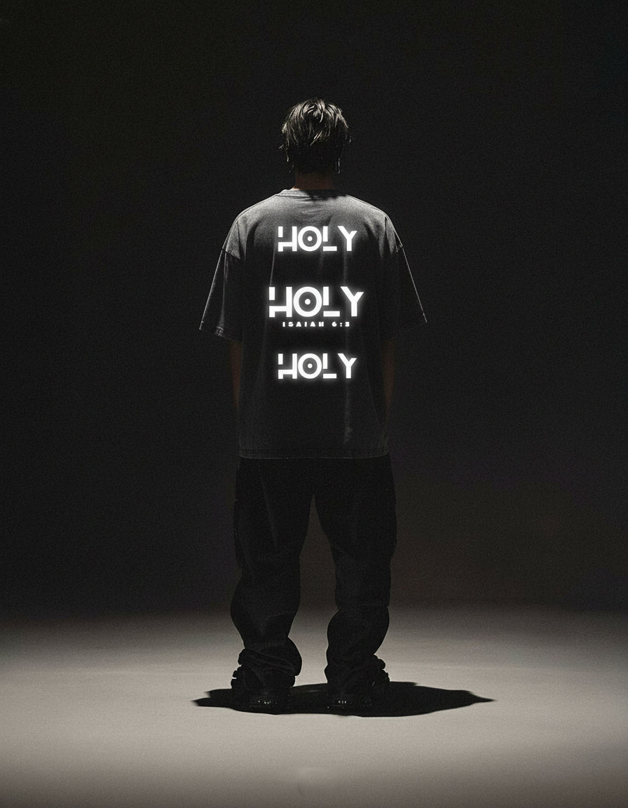 “HOLY HOLY HOLY” Isaiah 6:3 | Snow Washed Heavyweight Oversized T-shirt