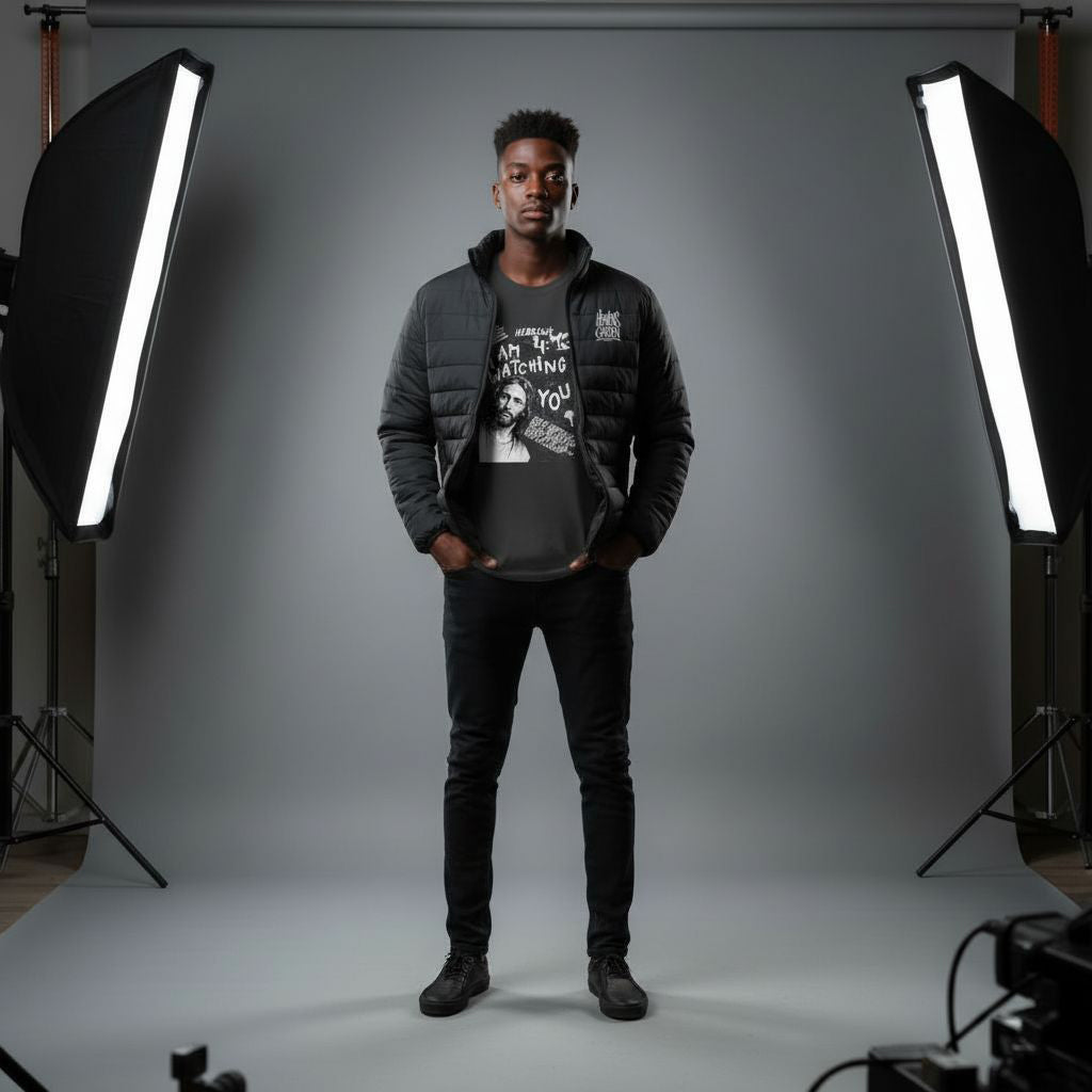 Heaven’s Garden “JESUS” Graffiti Puffer Jacket – Black Urban Faith Edition