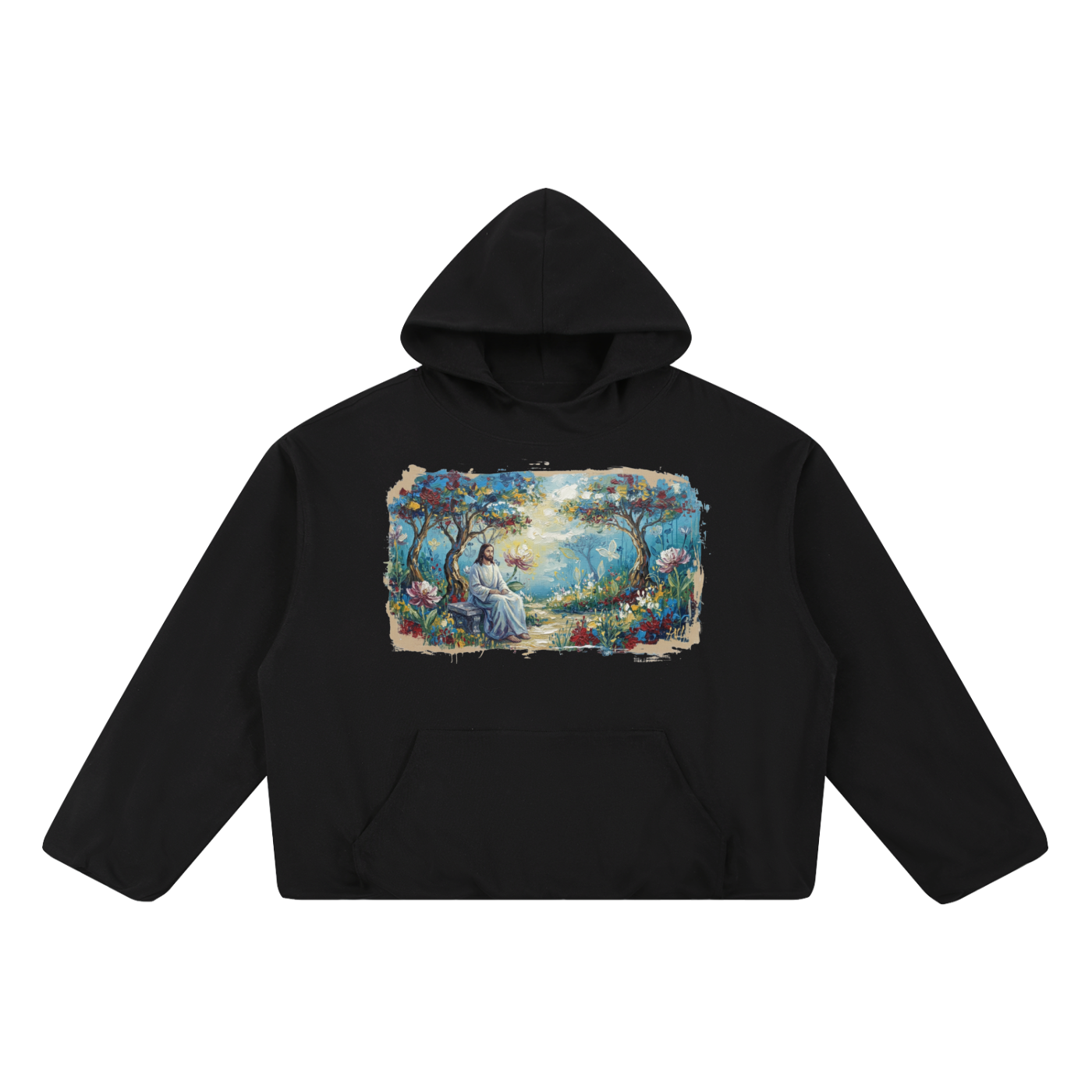 The Garden of Peace // Boxy Gather-Hem Hoodie