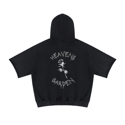 Unisex Mineral Wash Short Sleeve Hoodie