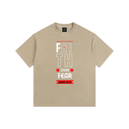 The Fearless Tee: "Faith Over Fear" Isaiah 41:10 Vintage Washed Oversized T-Shirt