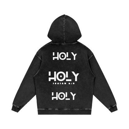 “HOLY HOLY HOLY” Isaiah 6:3 | Snow Washed Loose Cotton Hoodie