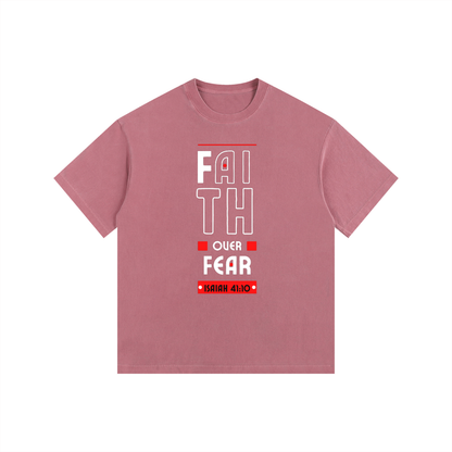 The Fearless Tee: "Faith Over Fear" Isaiah 41:10 Vintage Washed Oversized T-Shirt