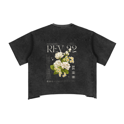 Heavens Garden Unisex “Eden Restored” Revelation 22 Raw Edge Snow Washed Boxy T-Shirt