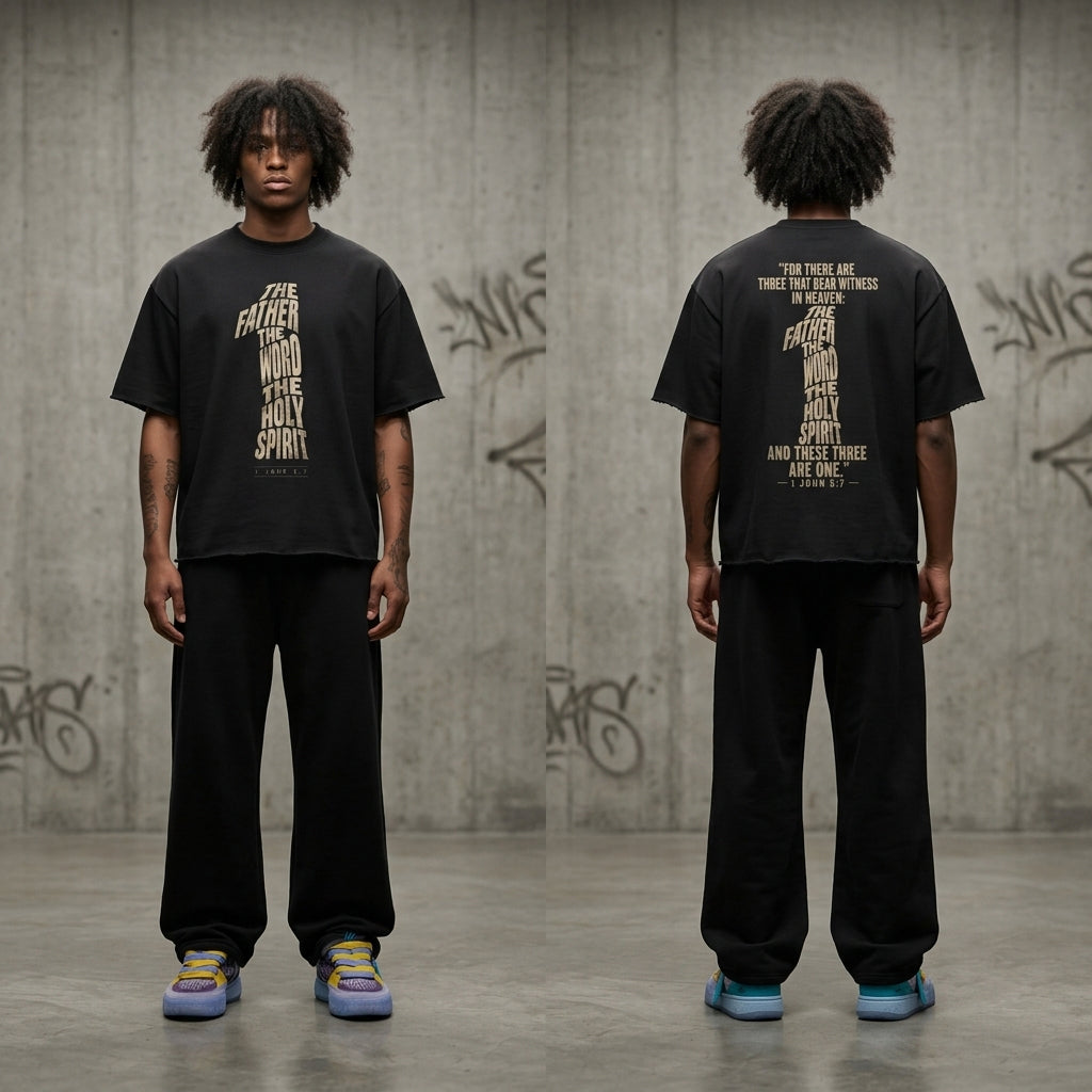 “The Three Are One” Boxy Raw-Edge T-Shirt | 1 John 5:7