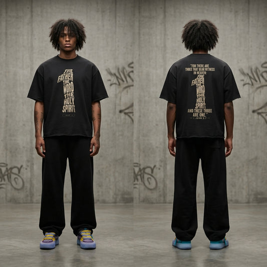 “The Three Are One” Boxy Raw-Edge T-Shirt | 1 John 5:7