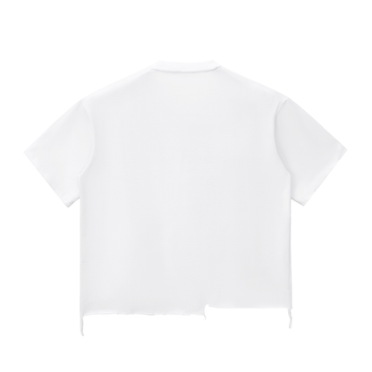 "JESUS" Crown of Thorns Snow Wash Boxy T-Shirt | Raw Hem Oversized Fit