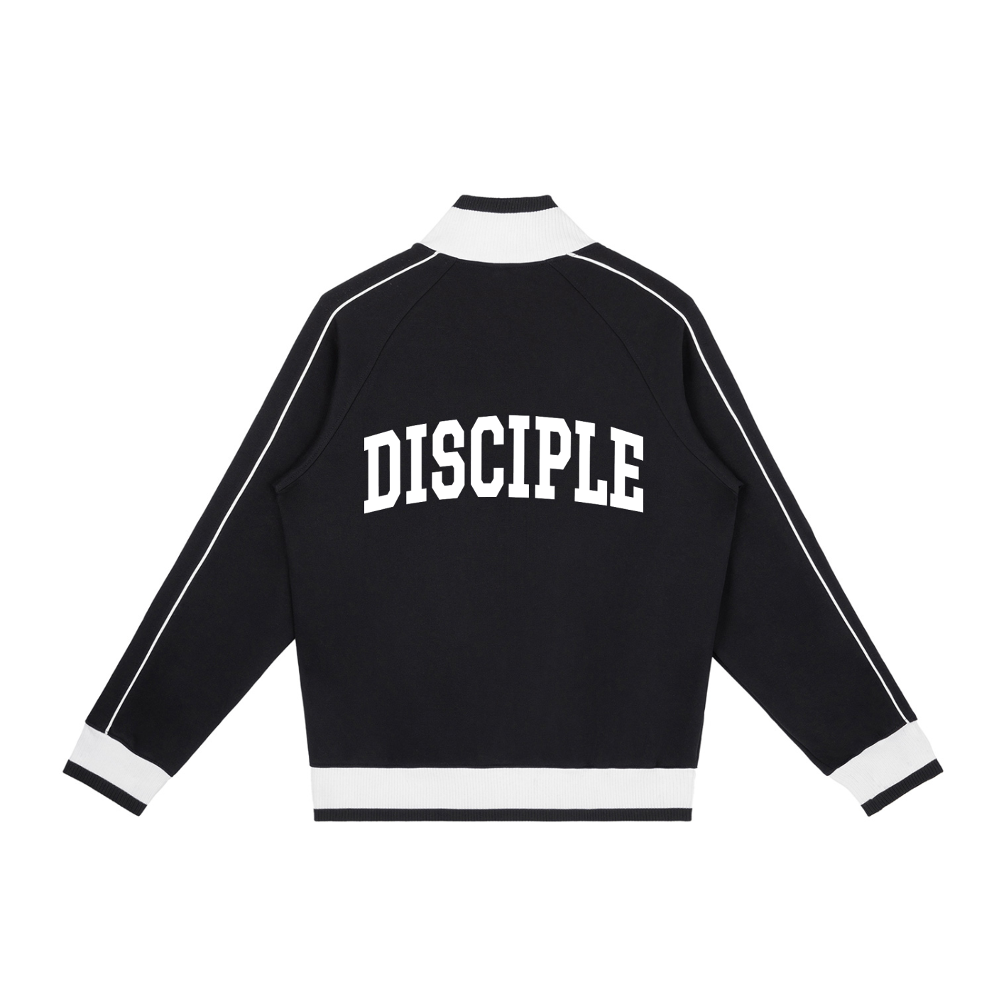 Color Block Raglan Sleeve Zip Track Jacket (Black)