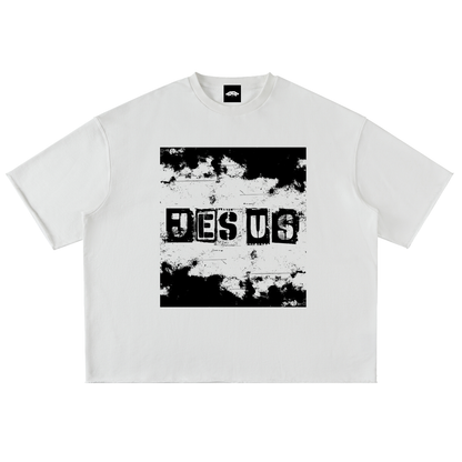 “JESUS Over All” Washed Rolled Hem Heavyweight Tee (White)