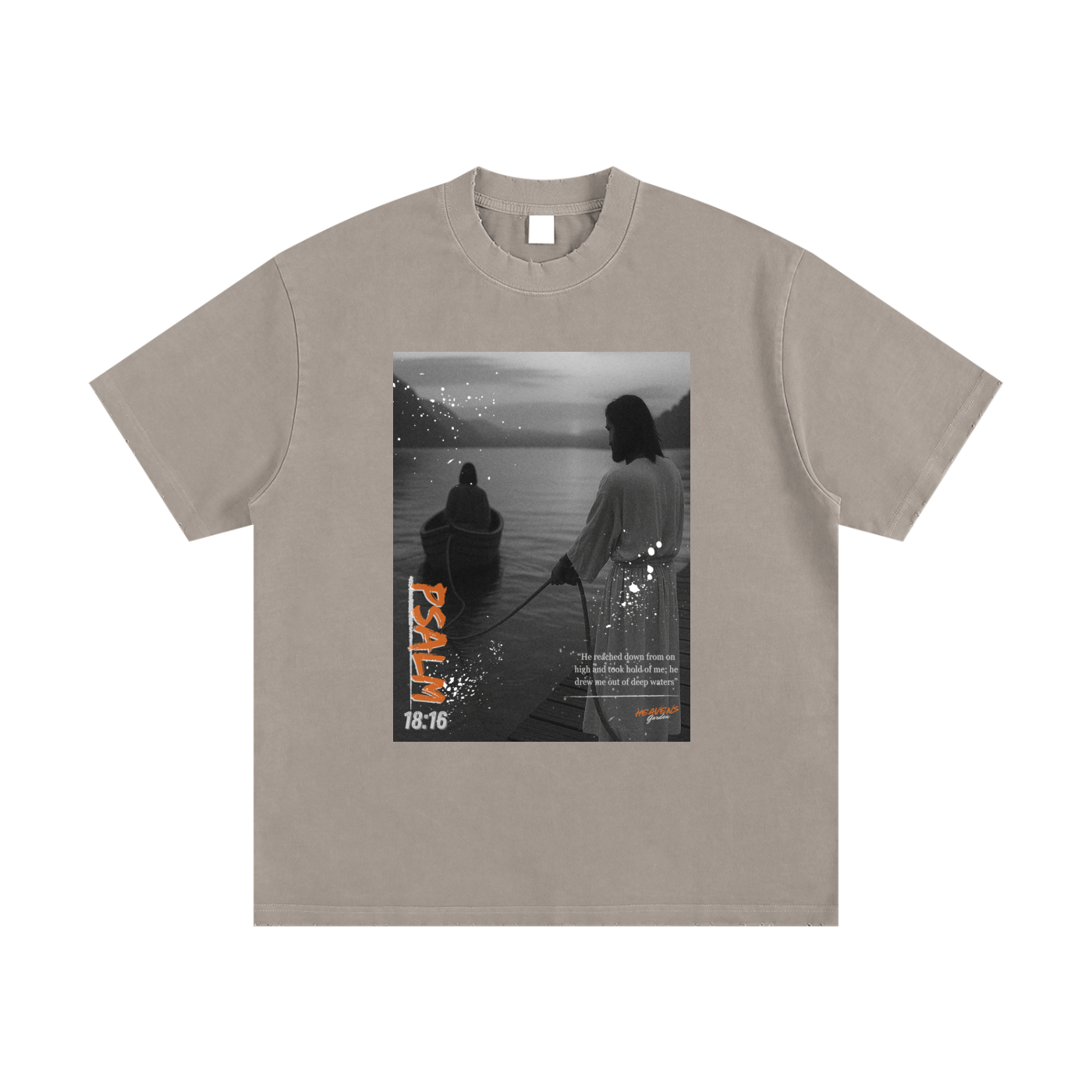 Heaven’s Garden “Drawn From Deep Waters” Tee – Psalm 18:16 Vintage Wash