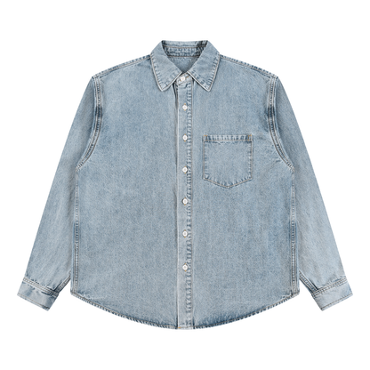 Unisex Vintage Wash Denim Button-Up Shirt