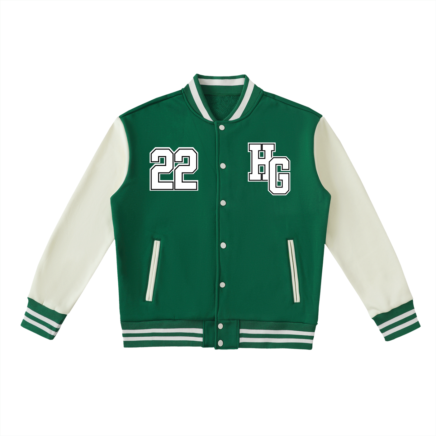 Heavens Garden Two-Tone Fleece Varsity Jacket – “22 Legacy” Edition (Green)