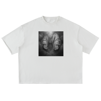 “In God’s Hands” Heavyweight Washed Rolled Hem T-Shirt – Divine Protection Drop (WHITE)