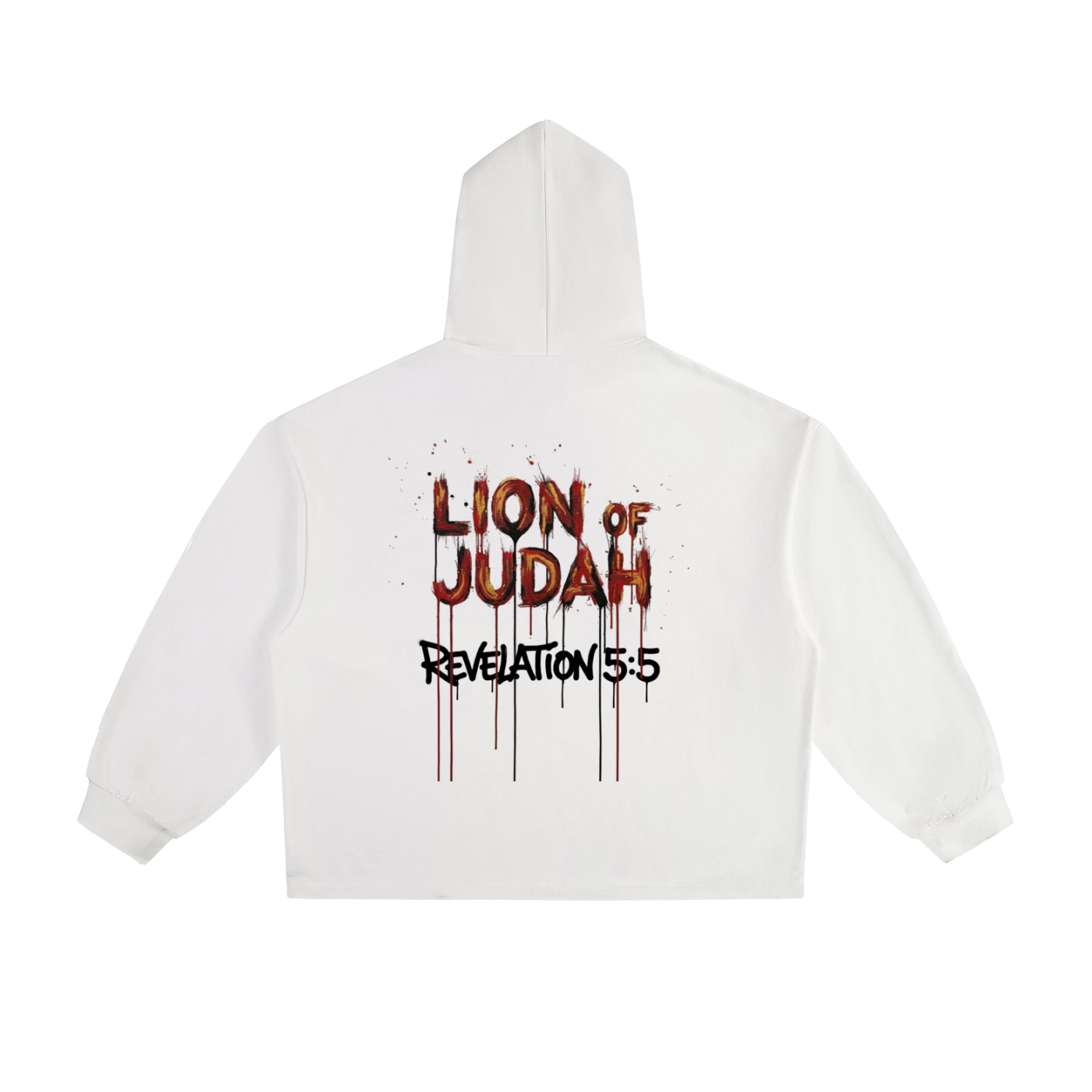 "Lion of Judah" Revelation 5:5 Paint Drip Graphic Heavyweight Oversized Drawstring Hem Hoodie