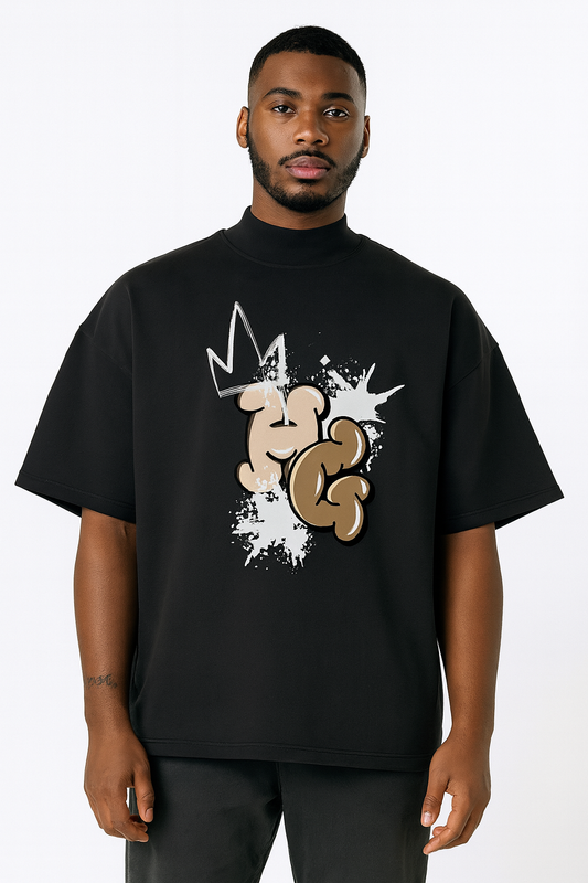 Heavens Garden Graffiti Crown Mock Neck Tee – Oversized Street Edition