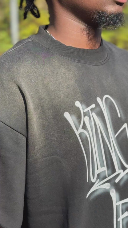 “King Jesus” Sun Fade Raw Edge Tee – Heaven’s Garden Edition