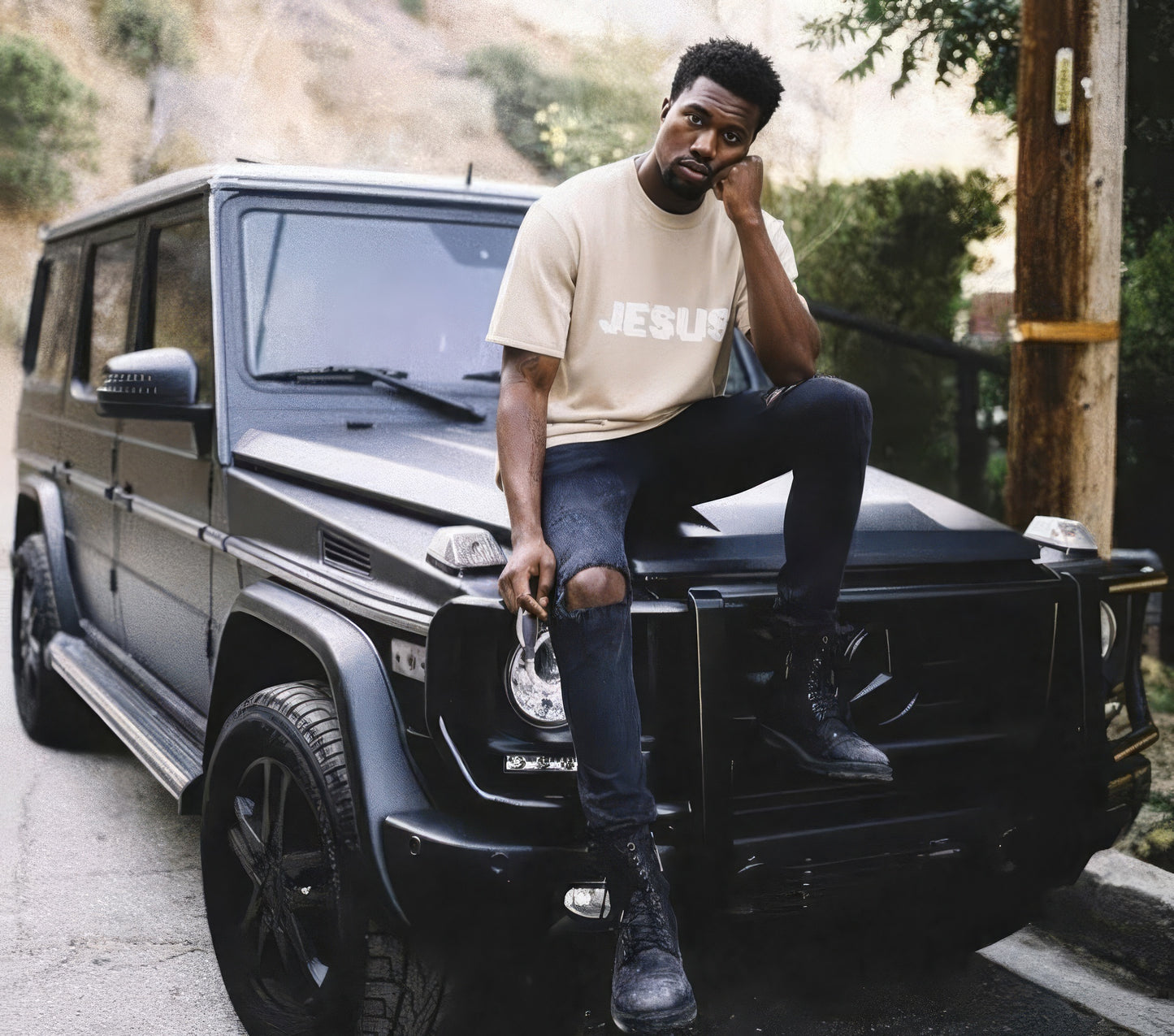 JESUS Pixel Knitted Relaxed Fit T-Shirt